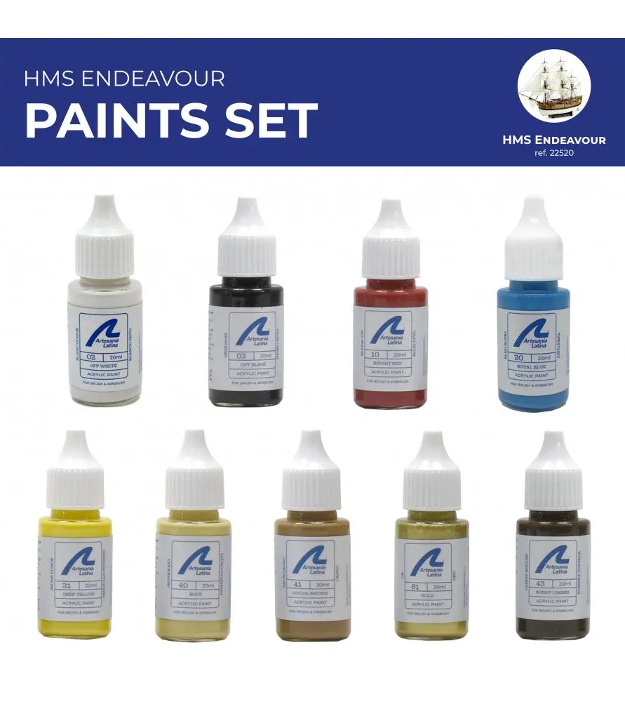 Art277pack7 Hms Endeavour & Long Boat Set- 9 Bottle Model 19005 & 22520 1