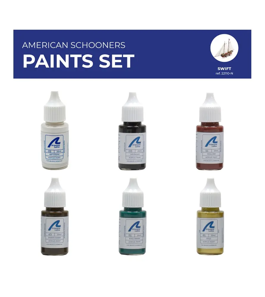 Art277pack9 American Schooners Set (6 Bottles) Models 22115, 22110 1
