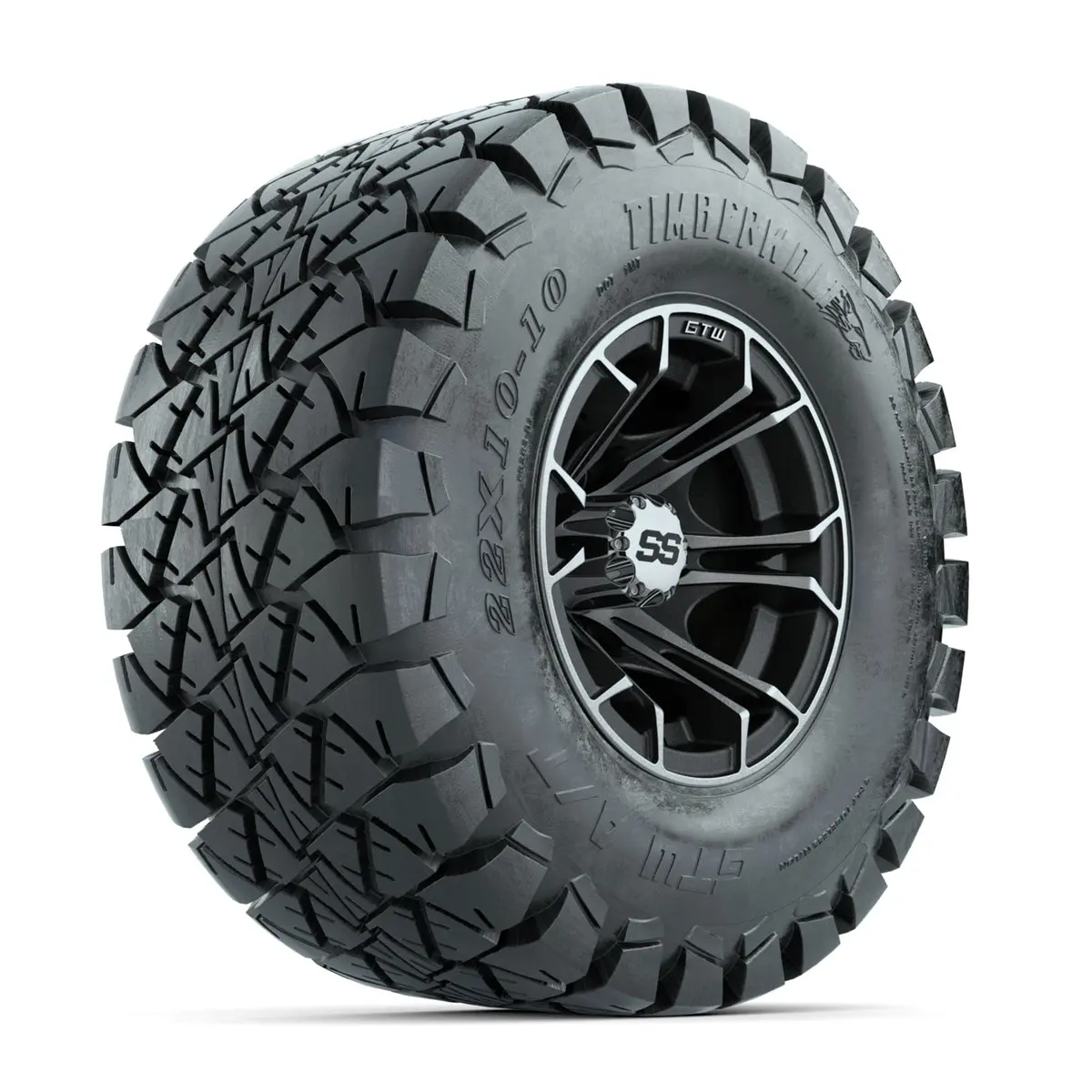 Gtw Spyder Machined/Matte Grey 10 In Wheels With 22X10-10 Timberwolf All Terrain Tires  Full Set 1