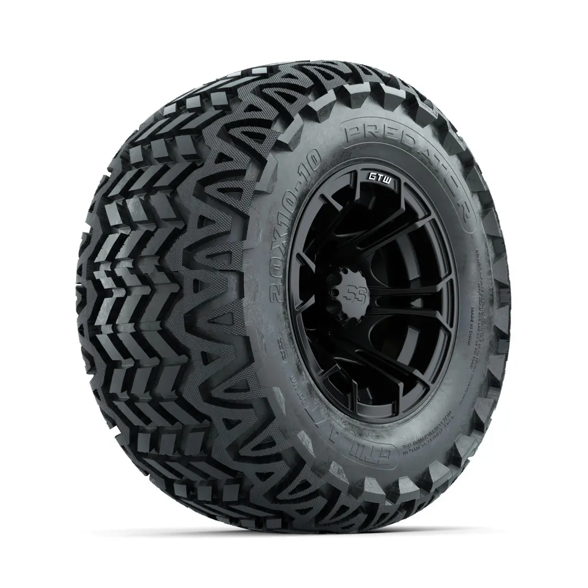 Gtw Spyder Matte Black 10 In Wheels With 20X10-10 Predator All Terrain Tires  Full Set 1