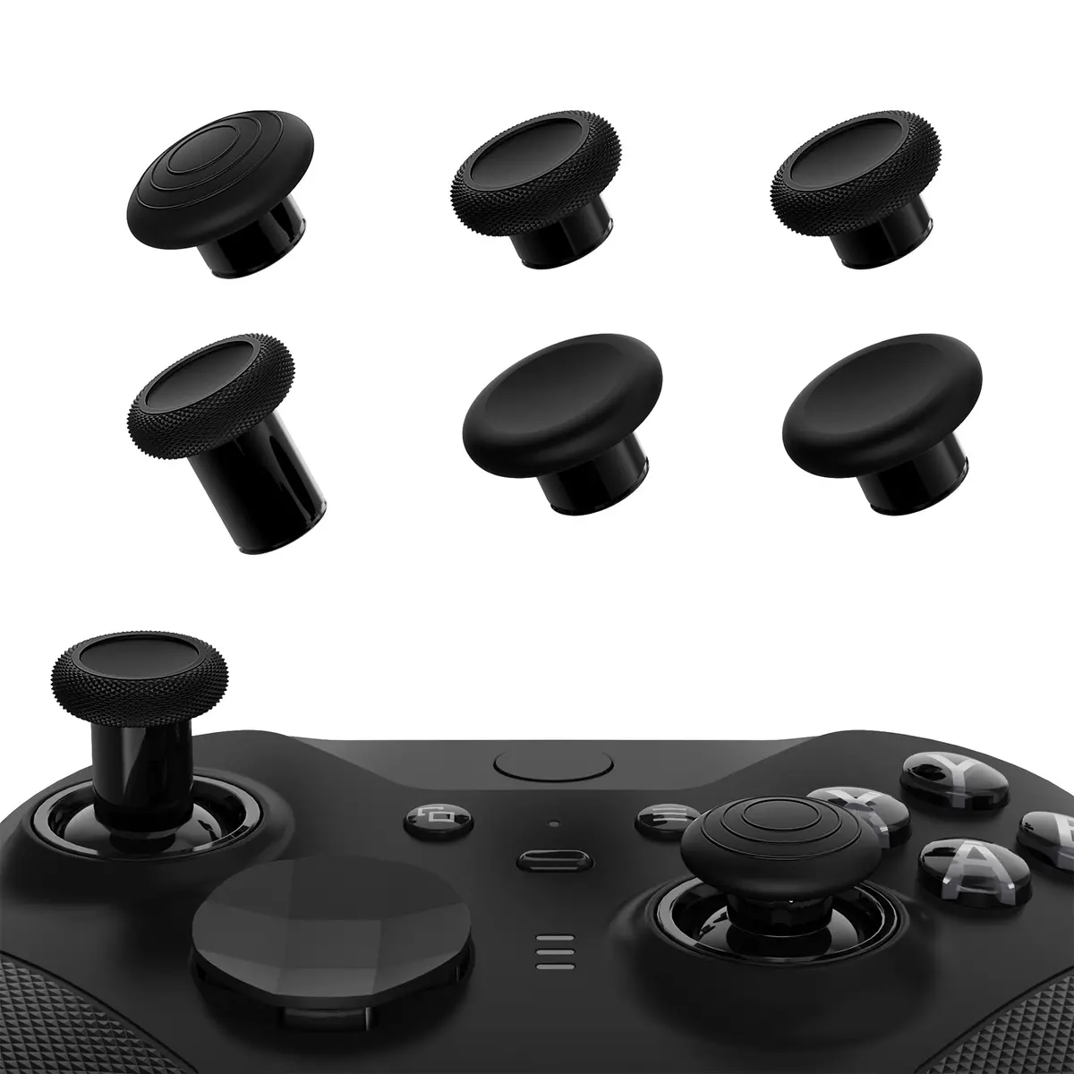 Extremerate 6 In 1 Metal Replacement Thumbsticks For Xbox Elite Series 2 & Elite 2 Core Controller (Model 1797) - Metallic Black 1