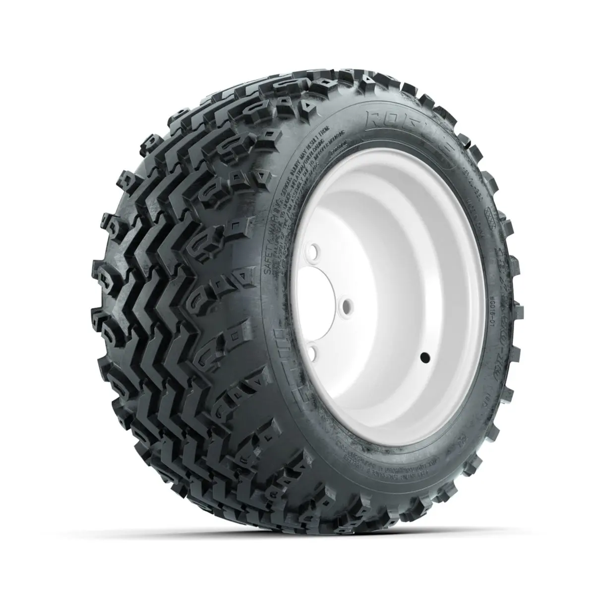 Gtw Steel White 10 In Wheels With 18X9.50-10 Rogue All Terrain Tires Full Set 1