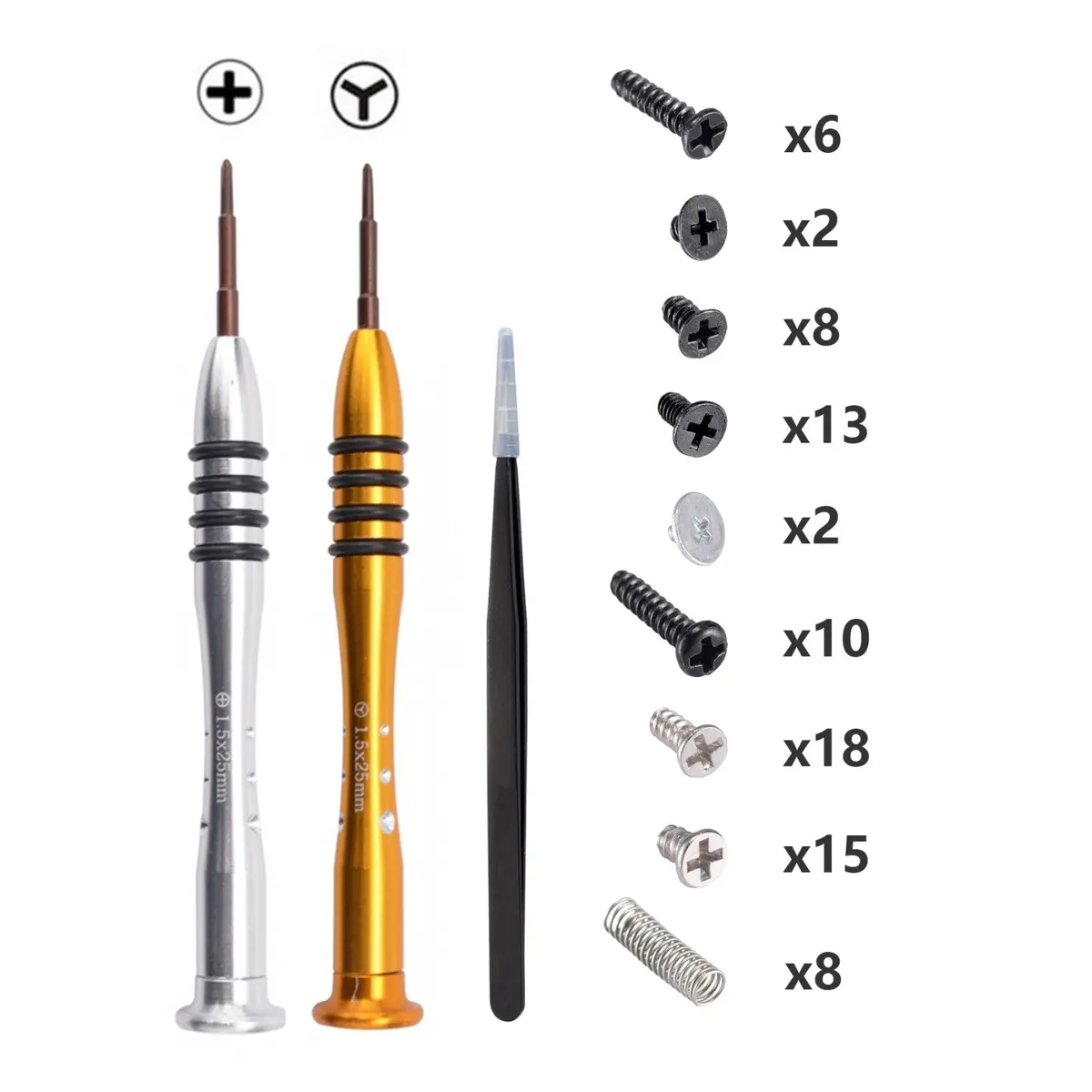 Extremerate Assemble Disassemble Tools Set Tri-Wing Screwdriver & Cross Screwdriver & Tweezers & Screws Kit For Nintendo Switch Console & For Joycon 1