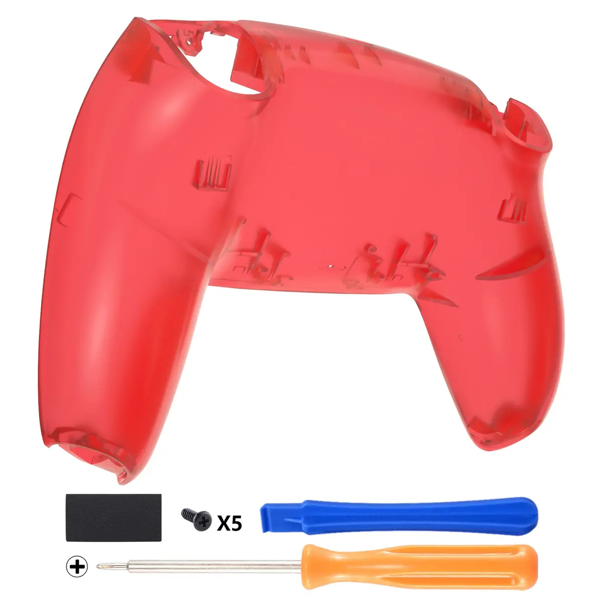 Extremerate Replacement Back Housing Bottom Shell Compatible With Ps5 Controller Bdm-010/020/030/040/050 - Clear Red 1