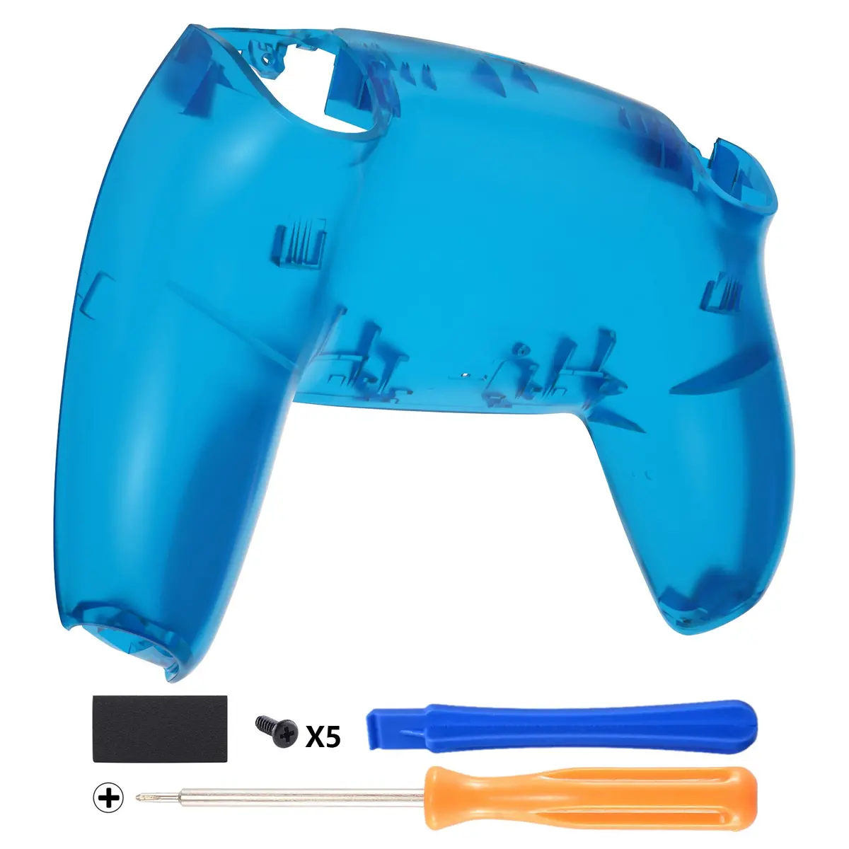 Extremerate Replacement Back Housing Bottom Shell Compatible With Ps5 Controller Bdm-010/020/030/040/050 - Clear Blue 1