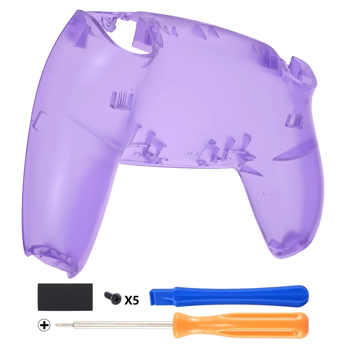 Extremerate Replacement Back Housing Bottom Shell Compatible With Ps5 Controller Bdm-010/020/030/040/050 - Clear Atomic Purple 1