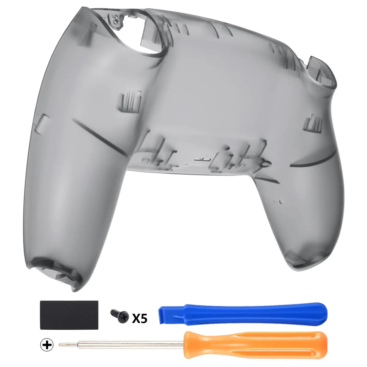 Extremerate Replacement Back Housing Bottom Shell Compatible With Ps5 Controller Bdm-010/020/030/040/050 - Clear Black 1