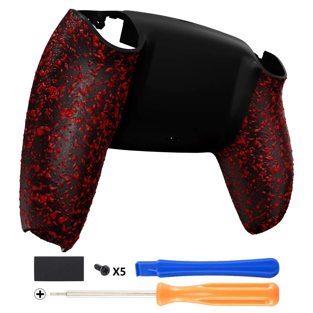 Extremerate Replacement Back Housing Bottom Shell Compatible With Ps5 Controller Bdm-010/020/030/040/050 - Textured Red 1