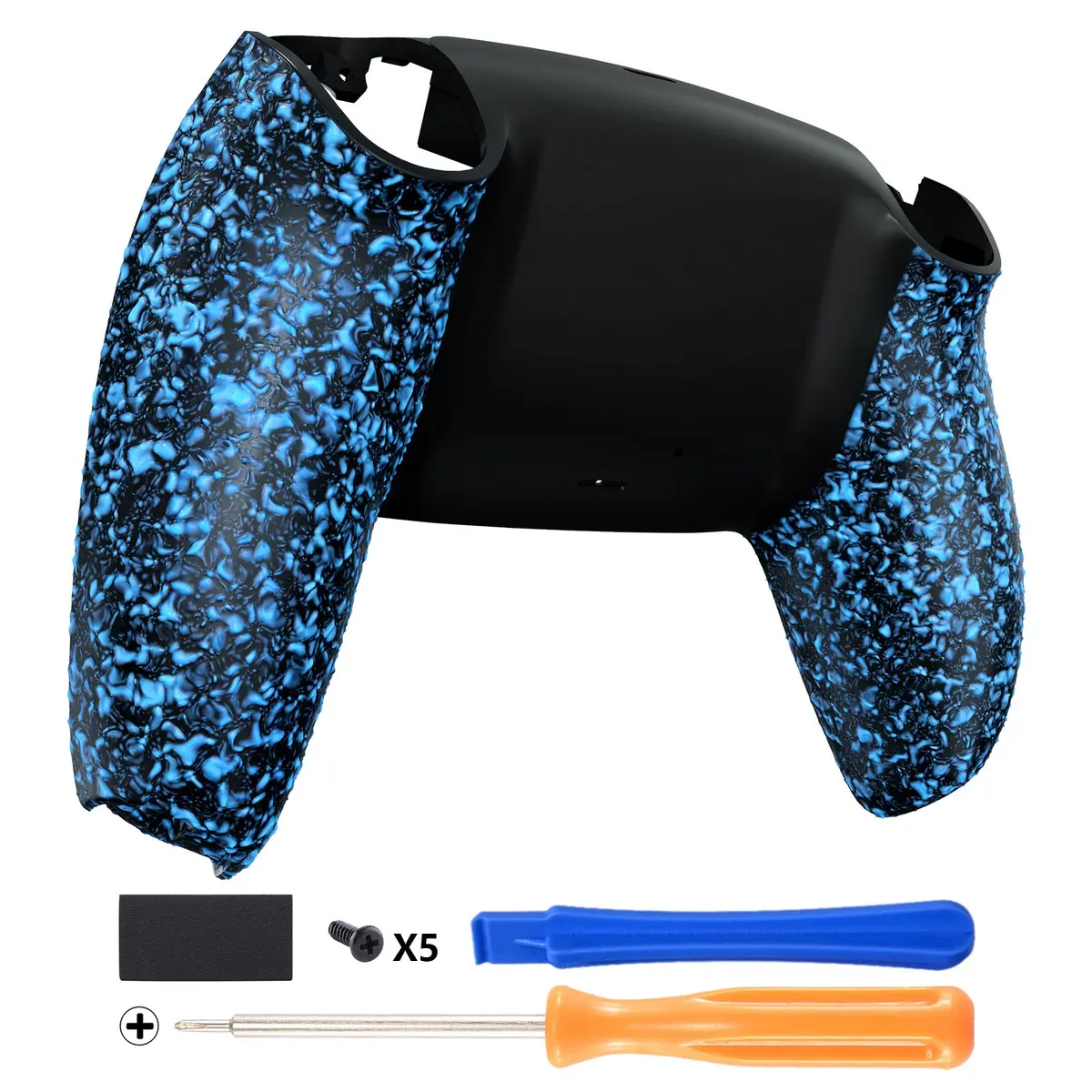 Extremerate Replacement Back Housing Bottom Shell Compatible With Ps5 Controller Bdm-010/020/030/040/050 - Textured Blue 1