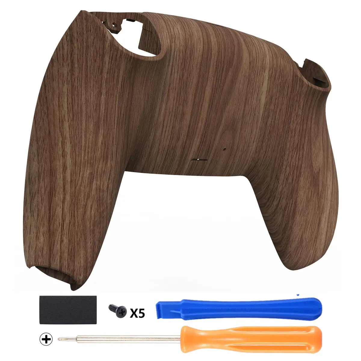 Extremerate Replacement Back Housing Bottom Shell Compatible With Ps5 Controller Bdm-010/020/030/040/050 - Wood Grain 1