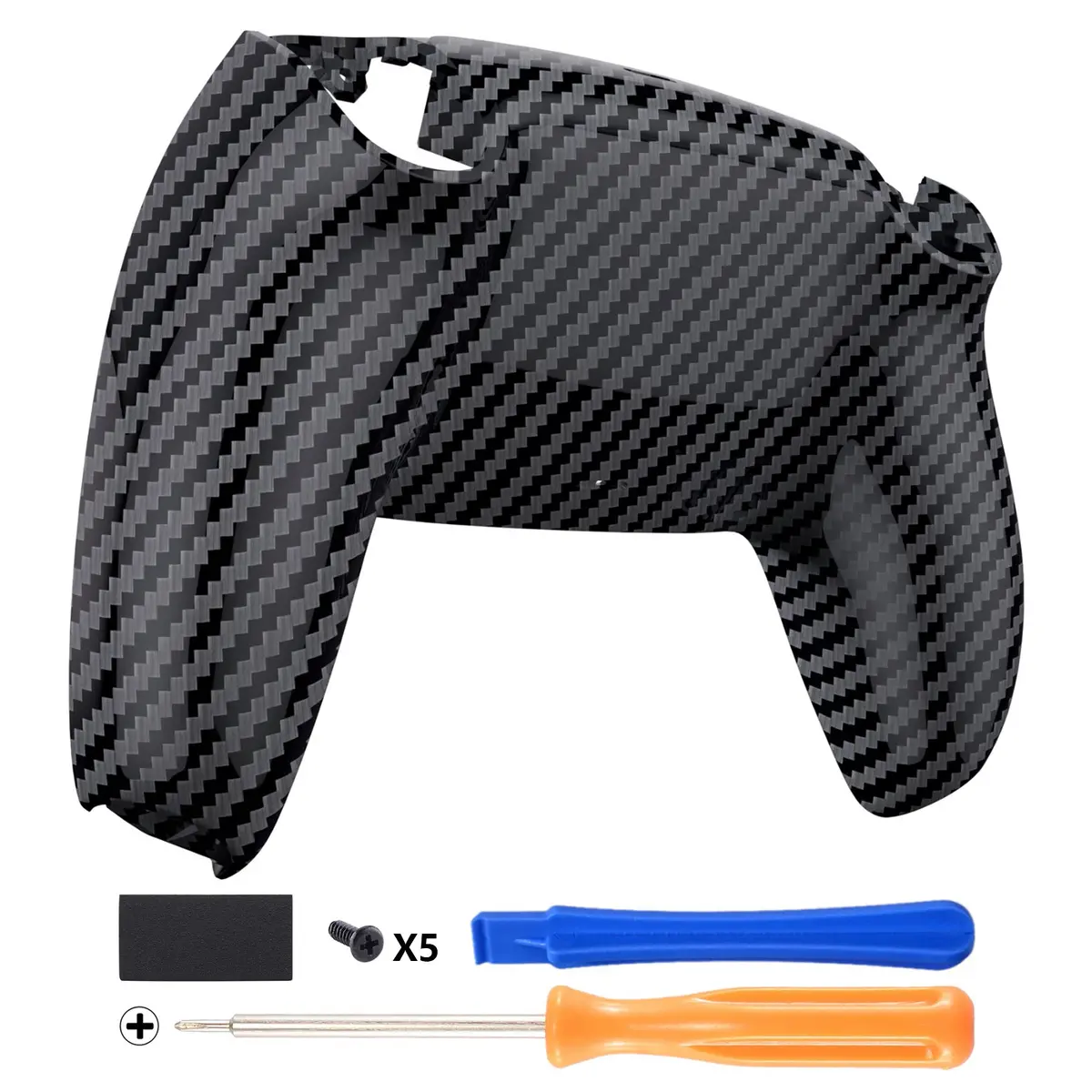 Extremerate Replacement Back Housing Bottom Shell Compatible With Ps5 Controller Bdm-010/020/030/040/050 - Graphite Carbon Fiber 1