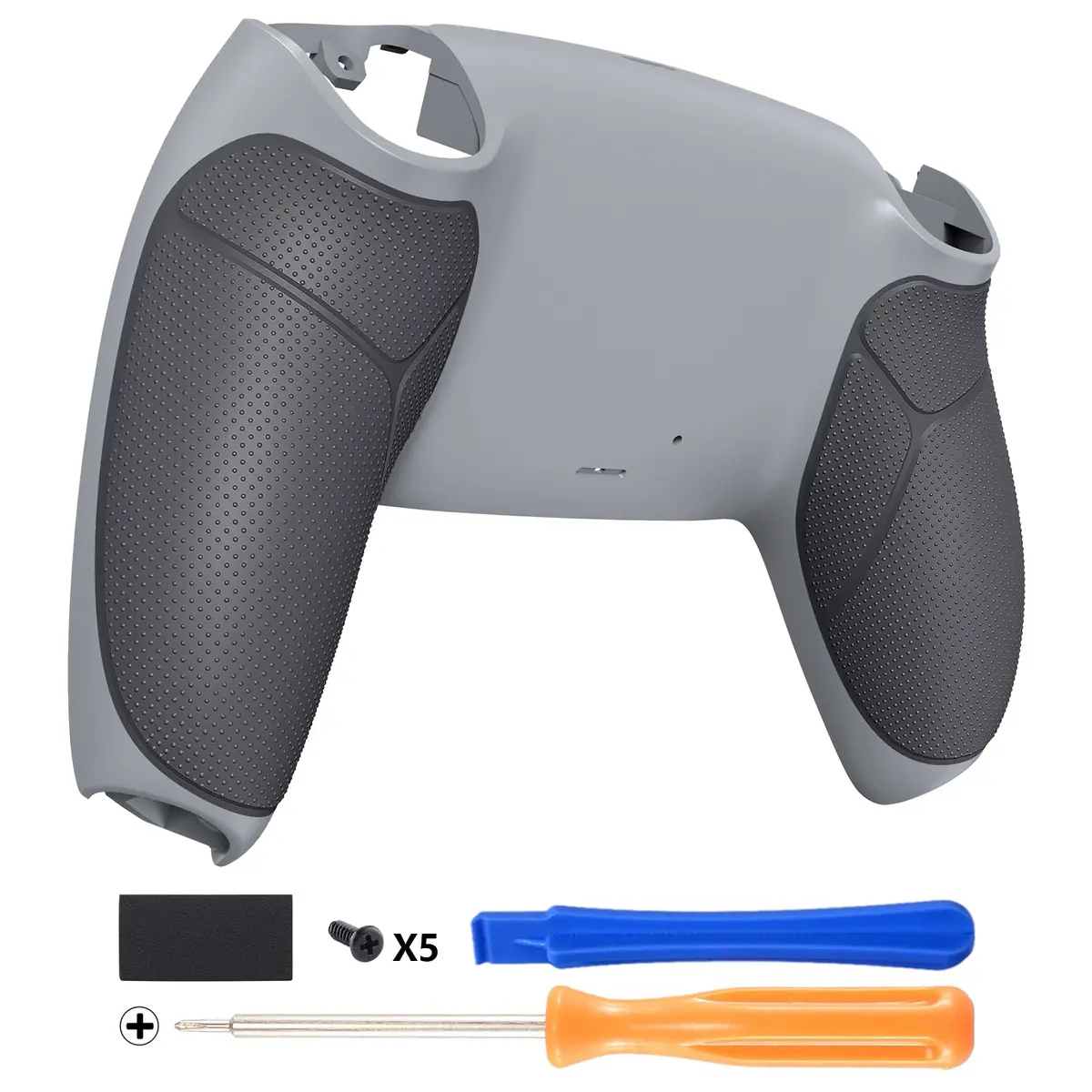 Extremerate Performance Grip Replacement Back Housing Bottom Shell Compatible With Ps5 Controller Bdm-010/020/030/040/050 - Rubberized New Hope Gray & Classic Gray 1