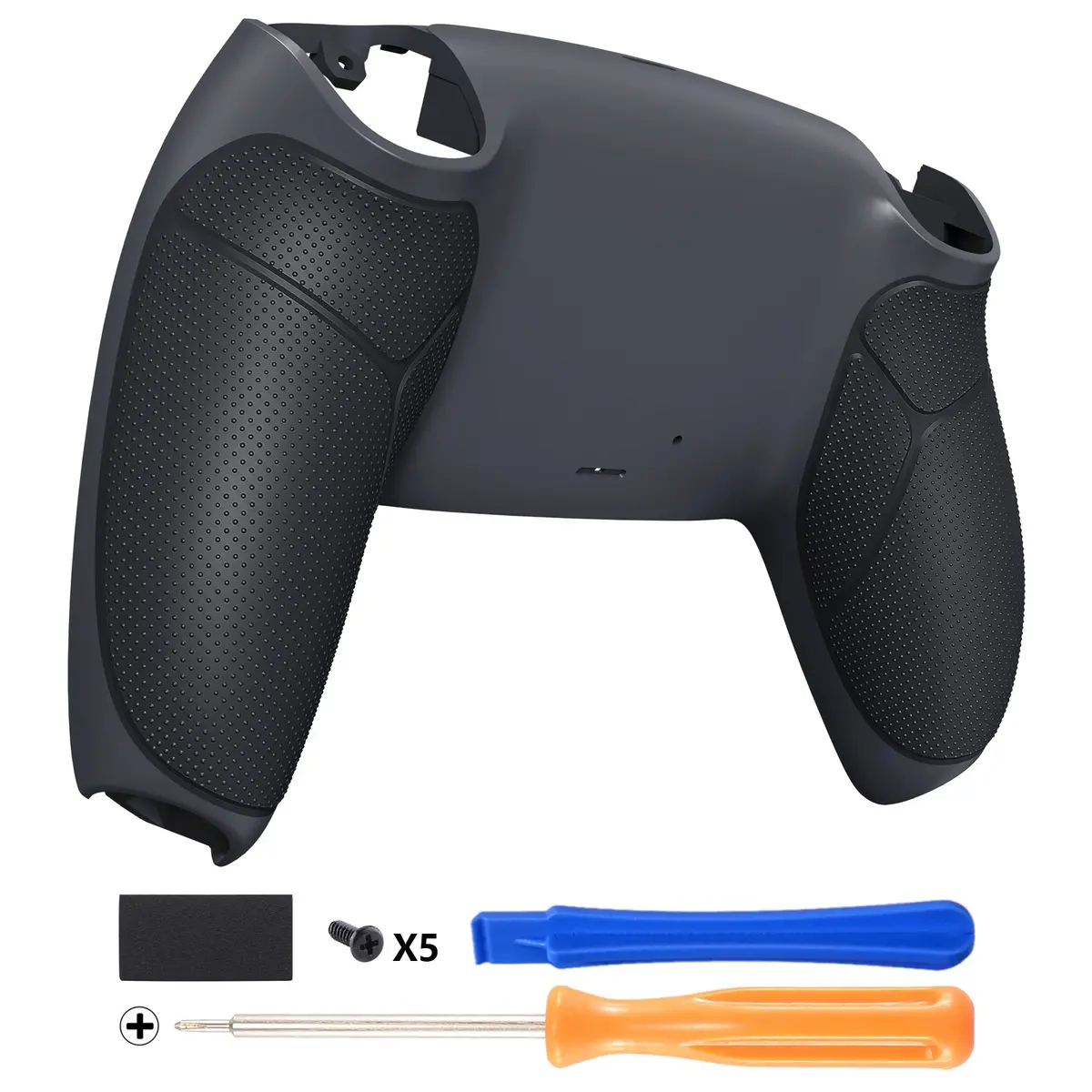 Extremerate Performance Grip Replacement Back Housing Bottom Shell Compatible With Ps5 Controller Bdm-010/020/030/040/050 - Rubberized Classic Gray & Dark Gray 1