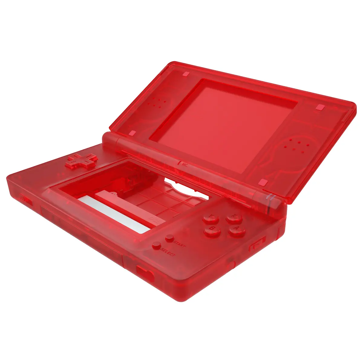 Extremerate Replacement Full Housing Shell & Buttons With Screen Lens For Nintendo Ds Lite Ndsl - Clear Red 1