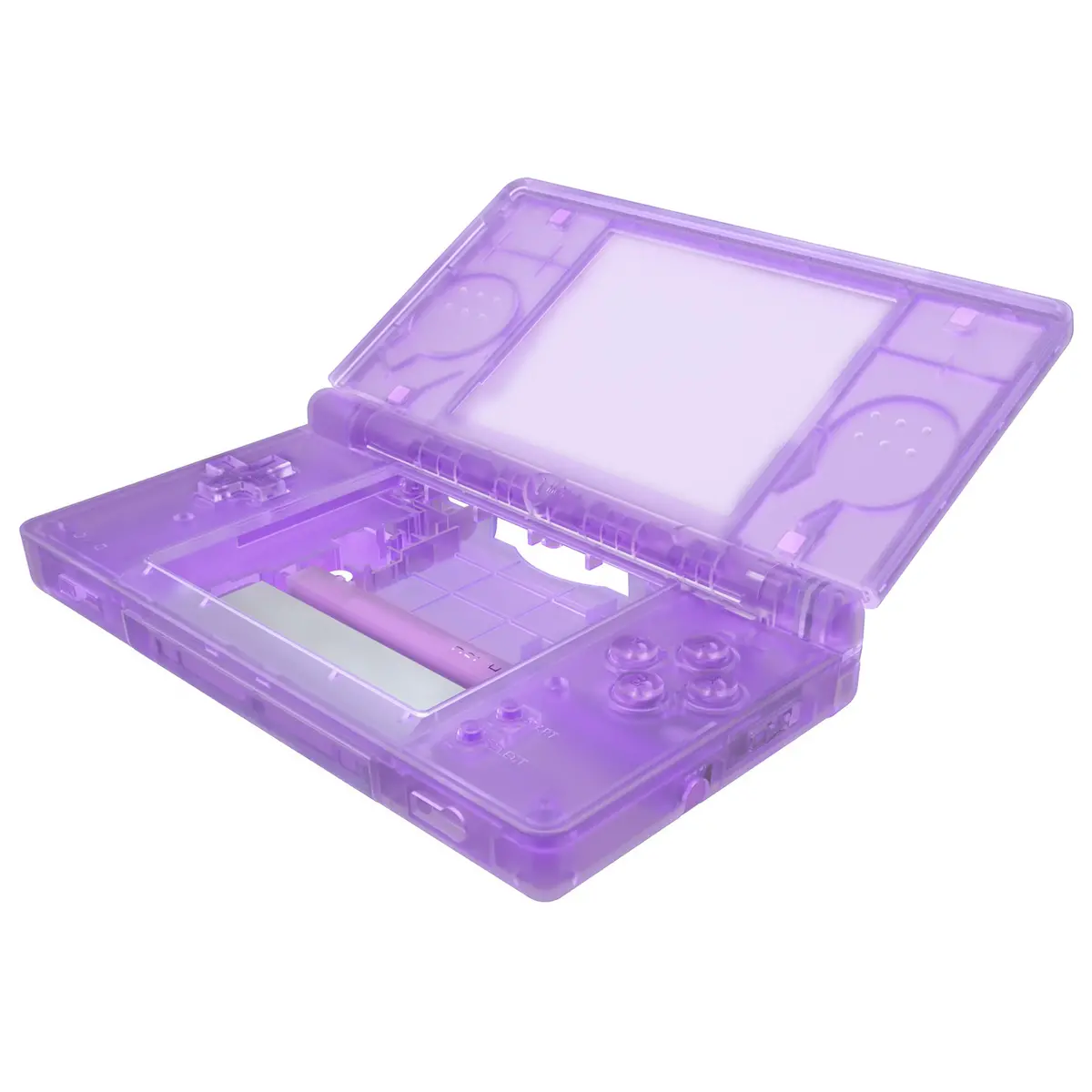 Extremerate Replacement Full Housing Shell & Buttons With Screen Lens For Nintendo Ds Lite Ndsl - Clear Atomic Purple 1
