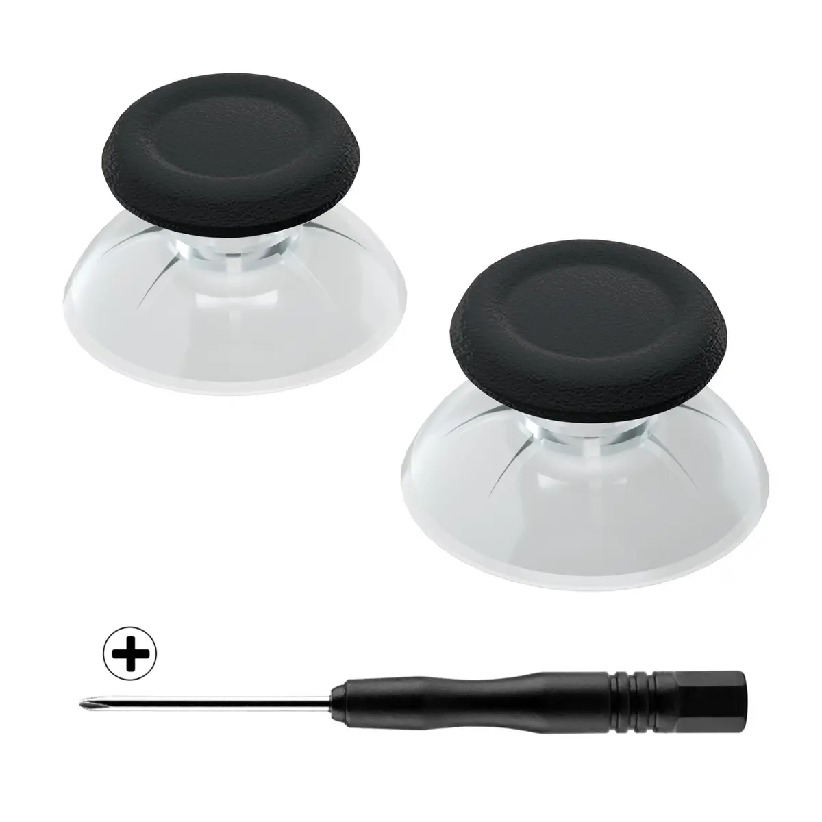 Extremerate Dual-Color Replacement 3D Joystick Thumbsticks Compatible With Ps4 Slim Pro Controller - Black & Clear 1