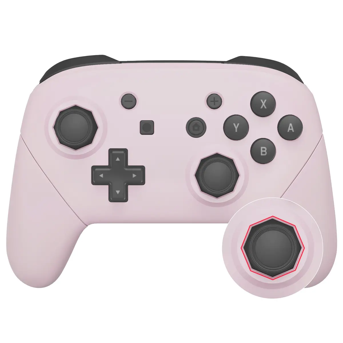 Extremerate Octagonal Gated Sticks Design Replacement Full Set Shell Faceplate Backplate Handles For Nintendo Switch Pro - Cherry Blossoms Pink 1