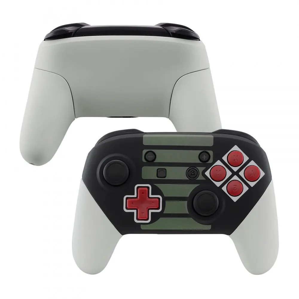 Extremerate Replacement Full Set Shell Faceplate Backplate Handles With Red D-Pad Abxy Buttons For Nintendo Switch Pro - Classic Nes Style 1