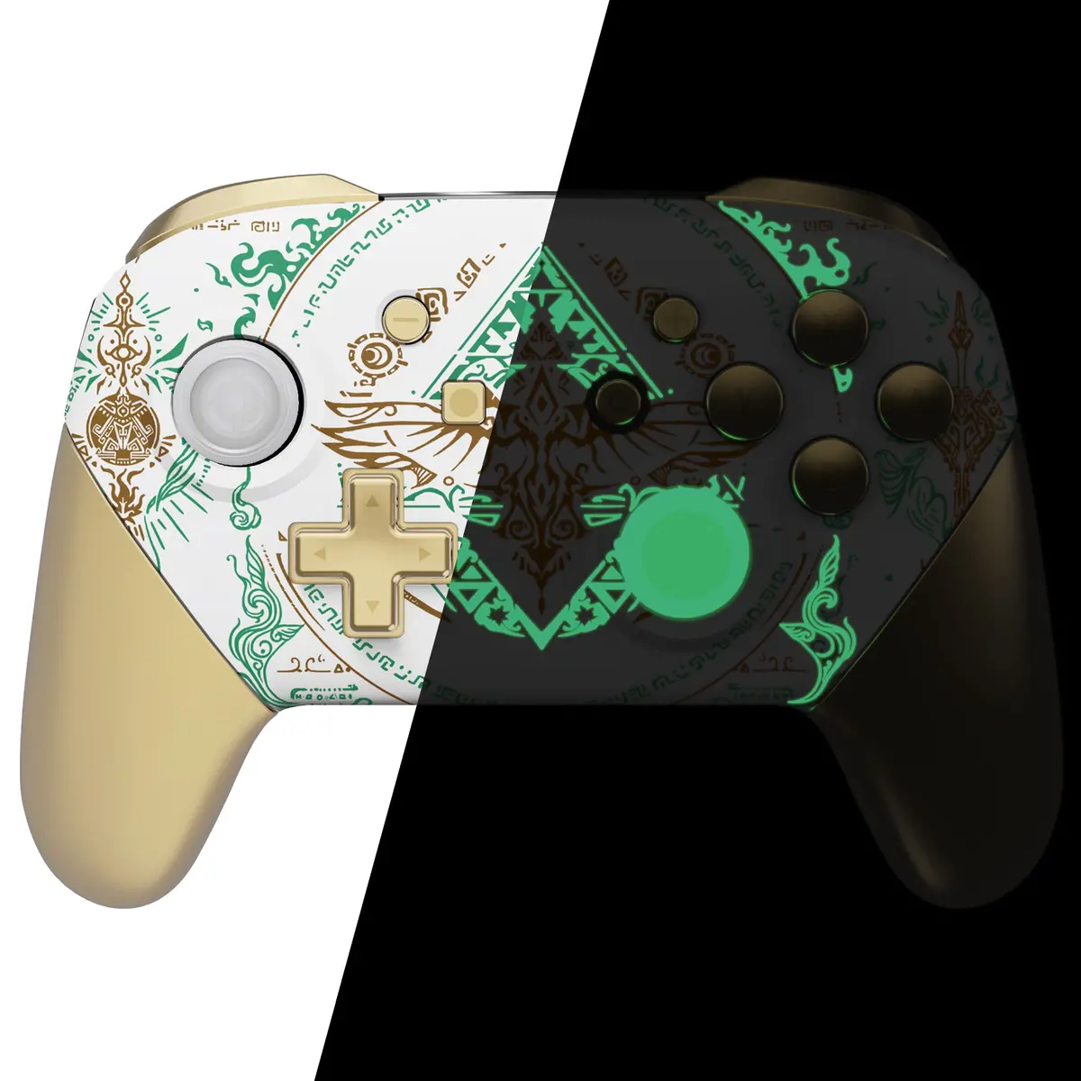 Extremerate Replacement Full Set Shell Faceplate Backplate Handles With Button Kit For Nintendo Switch Pro - Totem Of Kingdom - White 1