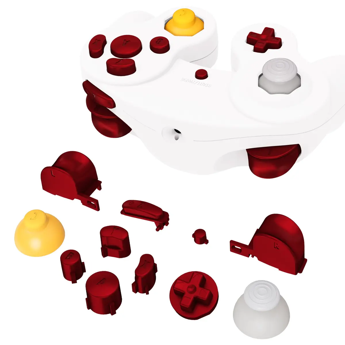 Extremerate Diy Replacement Full Set Buttons & Thumbsticks For Nintendo Gamecube Controller Ngc - Scarlet Red 1