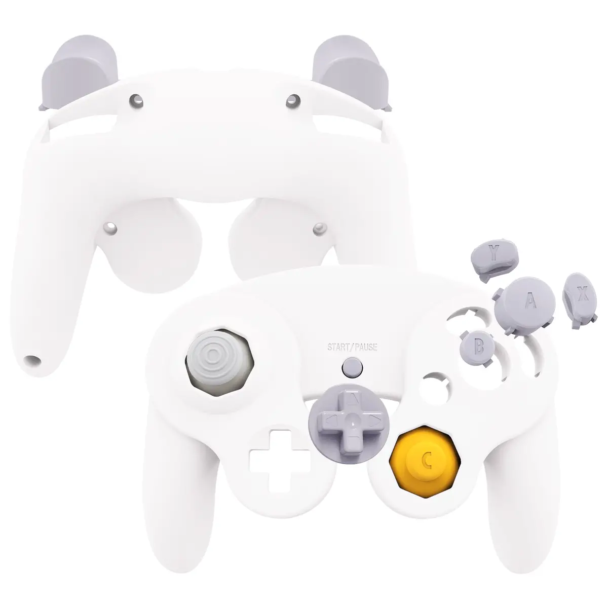 Extremerate Replacement Faceplate Backplate With Buttons For Nintendo Gamecube Controller Ngc - White 1
