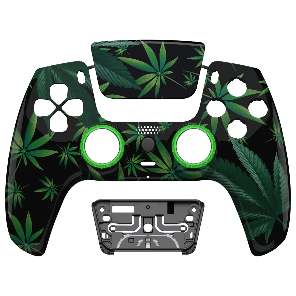 Extremerate Luna Redesigned Replacement Front Shell With Touchpad Compatible With Ps5 Controller Bdm-010/020/030/040/050 - Green Weeds 1