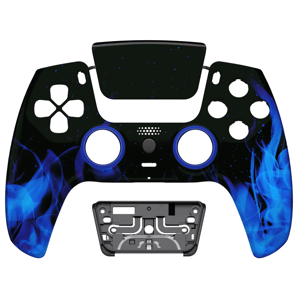 Extremerate Luna Redesigned Replacement Front Shell With Touchpad Compatible With Ps5 Controller Bdm-010/020/030/040/050/060 - Blue Flame 1