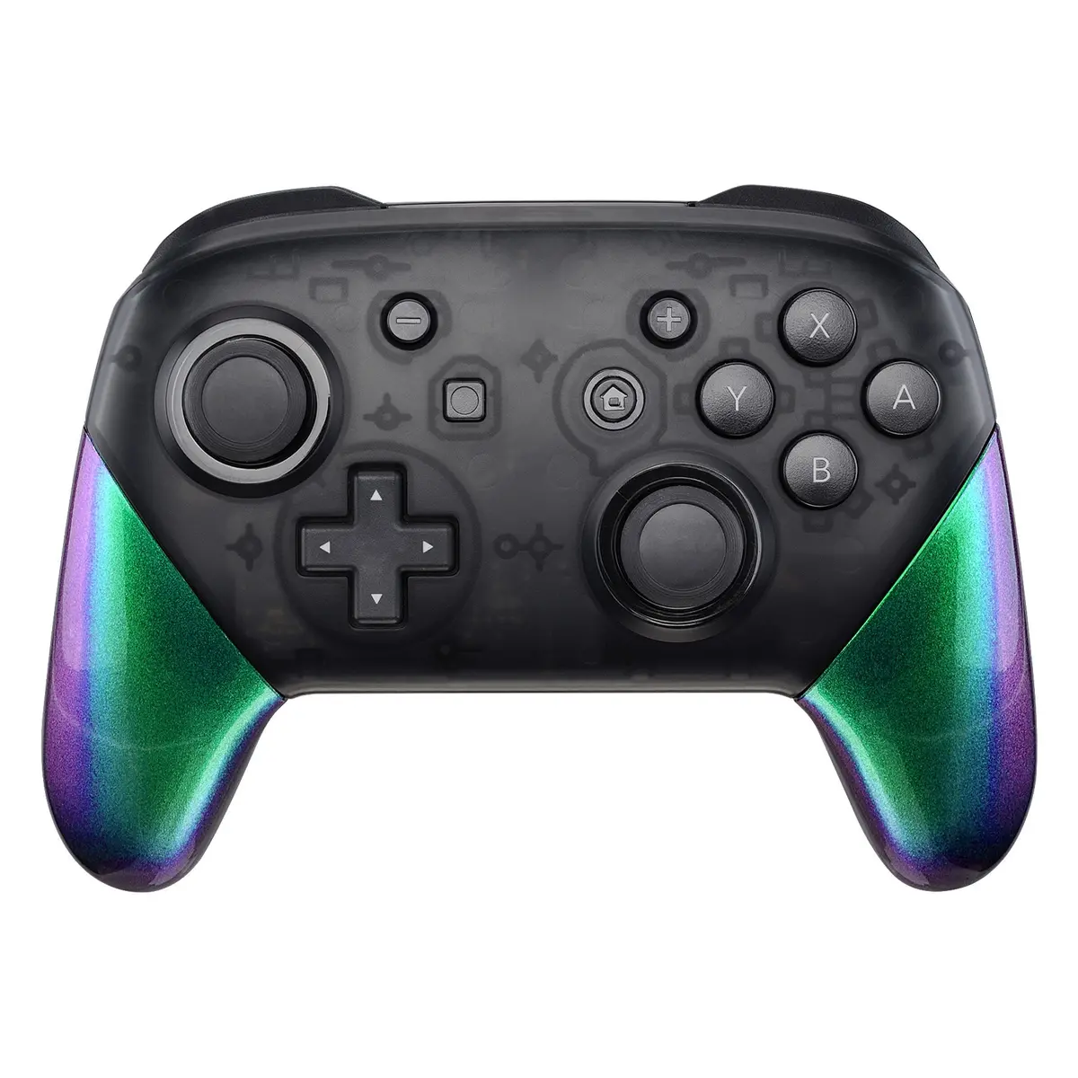 Extremerate Replacement Handle Grips For Nintendo Switch Pro Controller - Chameleon Green Purple 1