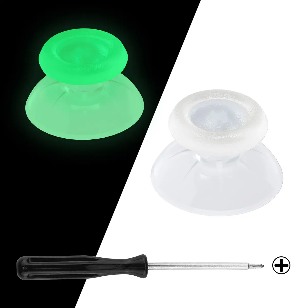 Extremerate Dual-Color Replacement 3D Joystick Thumbsticks Compatible With Ps4 Slim Pro Controller - Glow In Dark - Green 1
