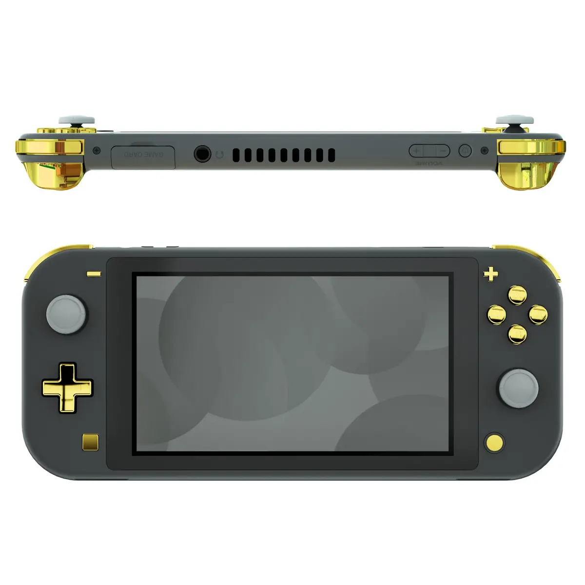 Extremerate Replacement Full Set Buttons For Ns Switch Lite - Chrome Gold Glossy 1