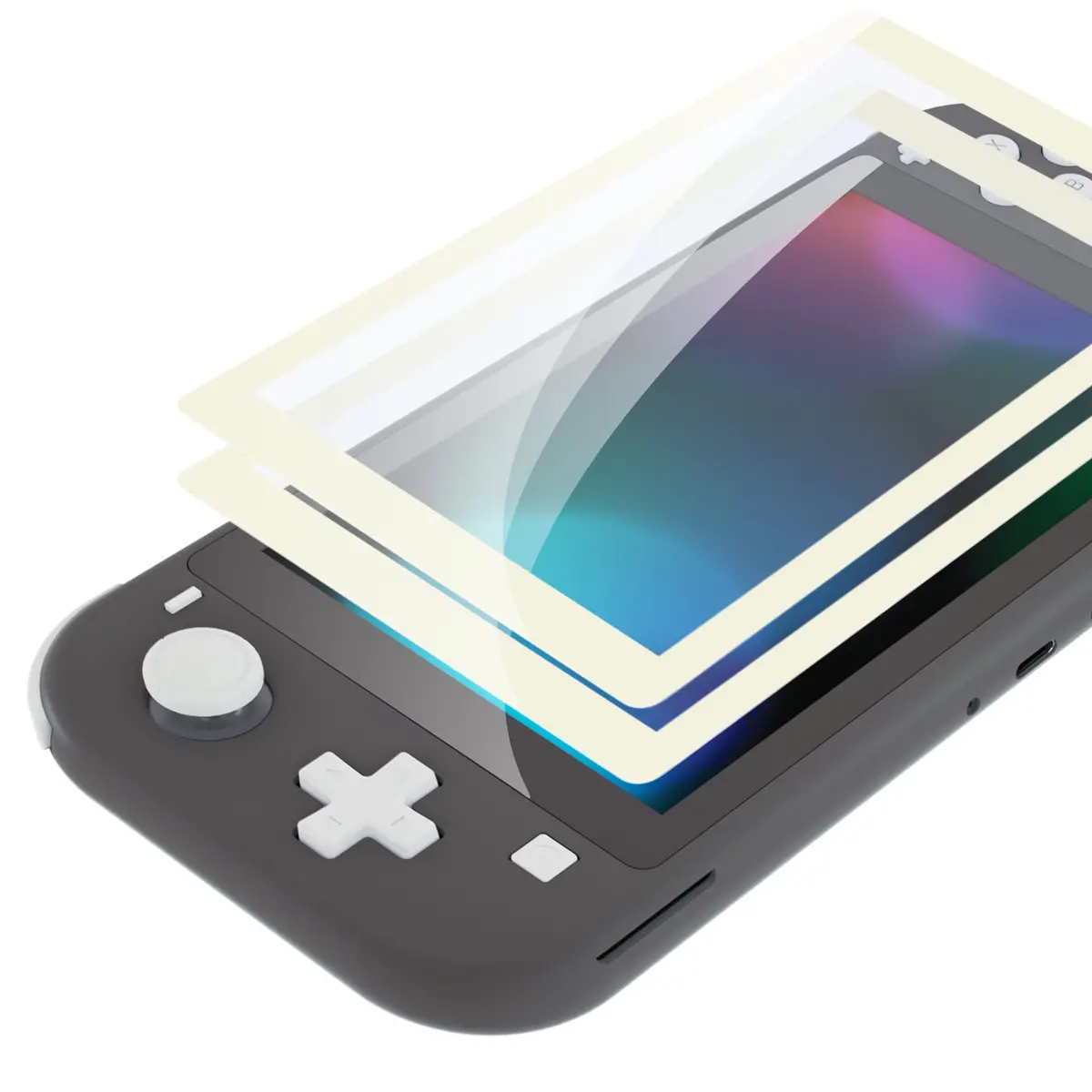 Extremerate 2 Pack Anti-Scratch Transparent Hd Tempered Glass Screen Protector For Nintendo Switch Lite - Antique Yellow Border 1