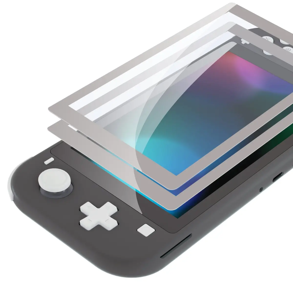 Extremerate 2 Pack Anti-Scratch Transparent Hd Tempered Glass Screen Protector For Nintendo Switch Lite - Fleeting Gray Border 1
