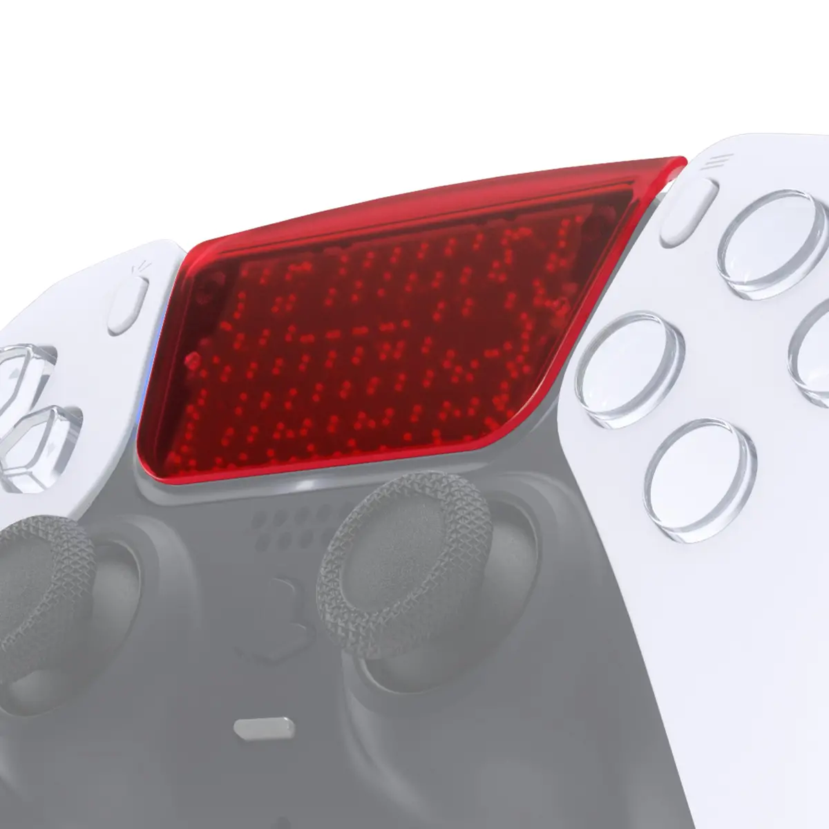 Extremerate Replacement Custom Touchpad Cover Compatible With Ps5 Controller Bdm-010/020/030/040/050/060 - Clear Red 1