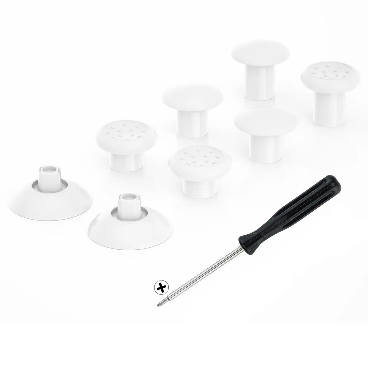 Extremerate Interchangeable Ergonomic Thumbsticks With 3 Height Domed And Concave Grips For Nintendo Switch Pro Controller - White 1