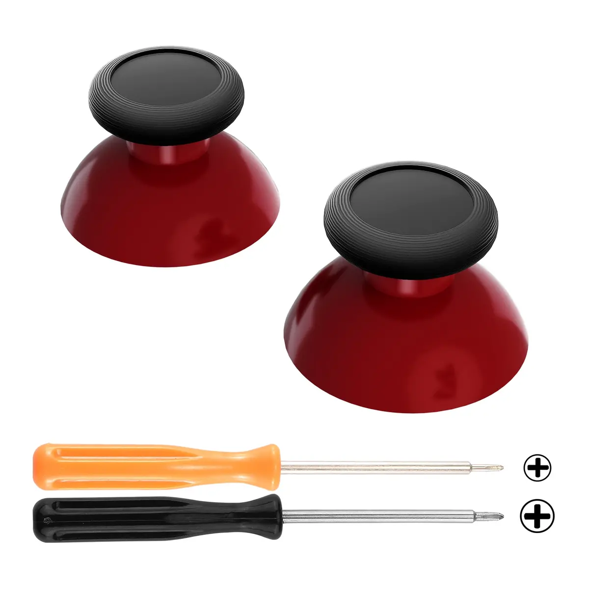 Extremerate Replacement Dual-Color 3D Joystick Thumbsticks For Nintendo Switch Pro Controller - Carmine Red & Black 1