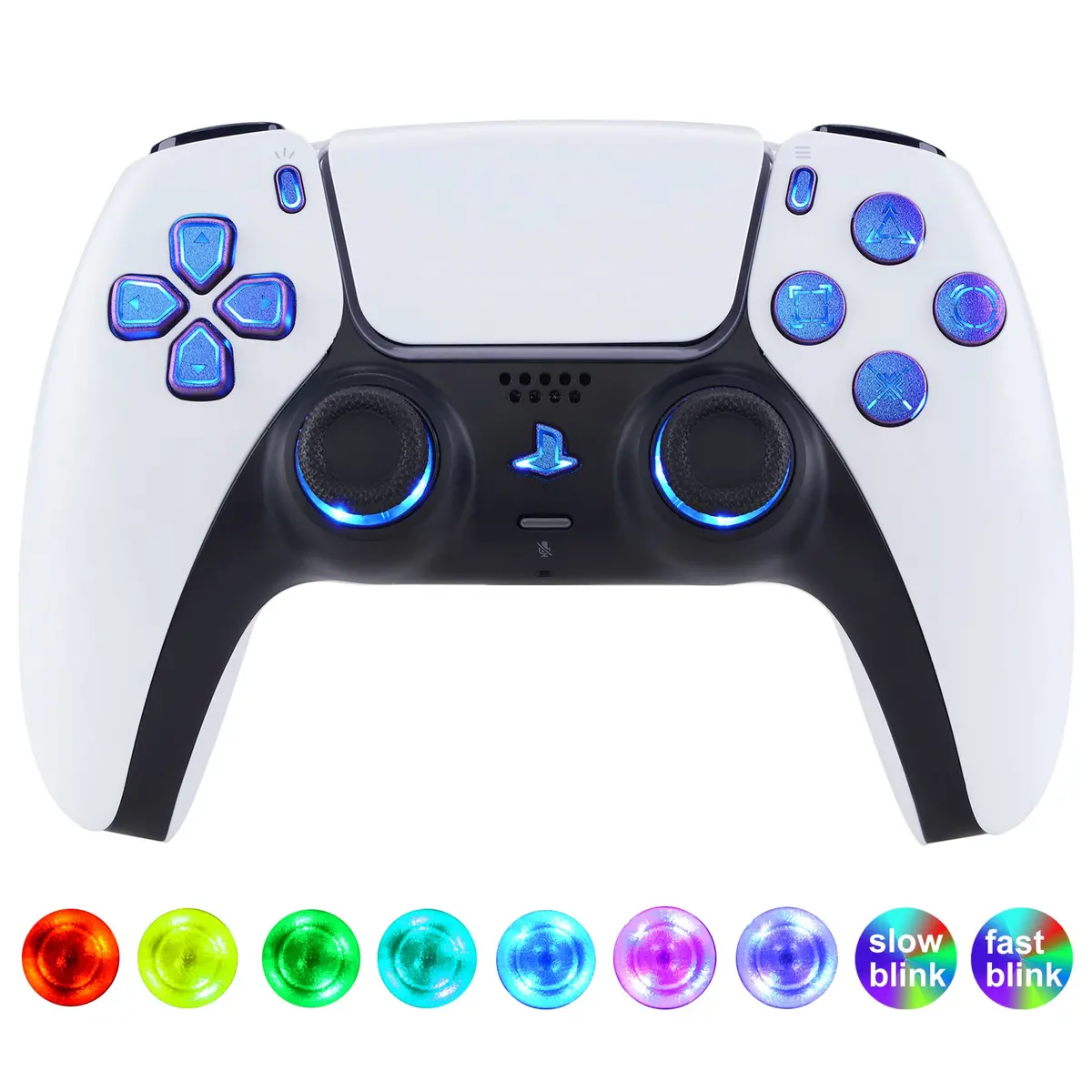 Extremerate Multi-Colors Luminated Buttons Dtf V3 Led Kit For Ps5 Controller Bdm-030/040/050 - Chameleon Purple Blue 1