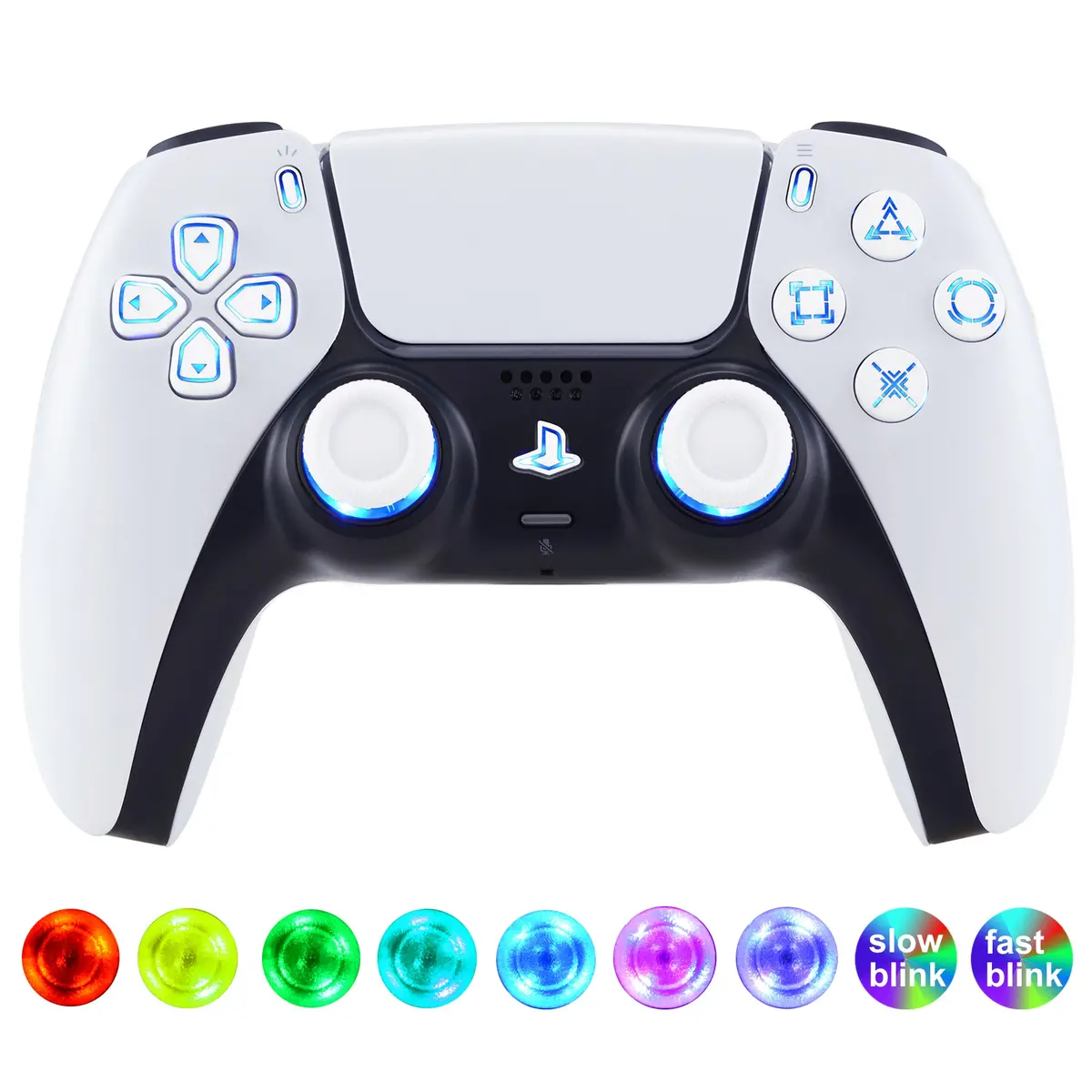 Extremerate Multi-Colors Luminated Buttons Dtf V3 Led Kit For Ps5 Controller Bdm-030/040/050 - White 1