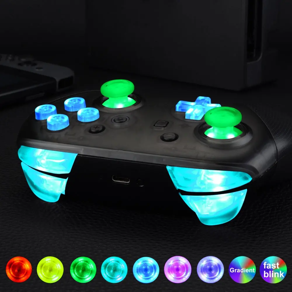 Extremerate Multi-Colors Luminated Button Dtfs Led Kit For Ns Switch Pro Controller - Clear 1