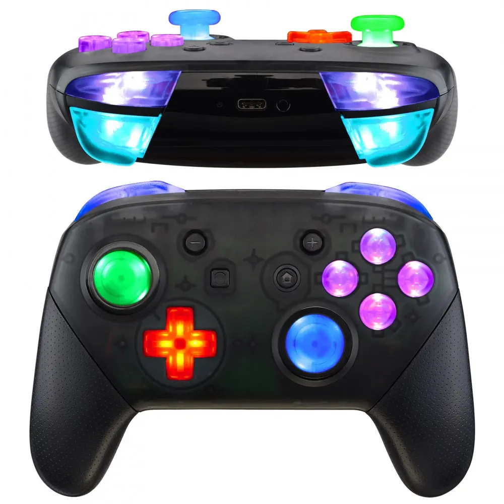 Extremerate Multi-Colors Luminated Button Dtfs Led Kit For Ns Switch Pro Controller - Clear 2