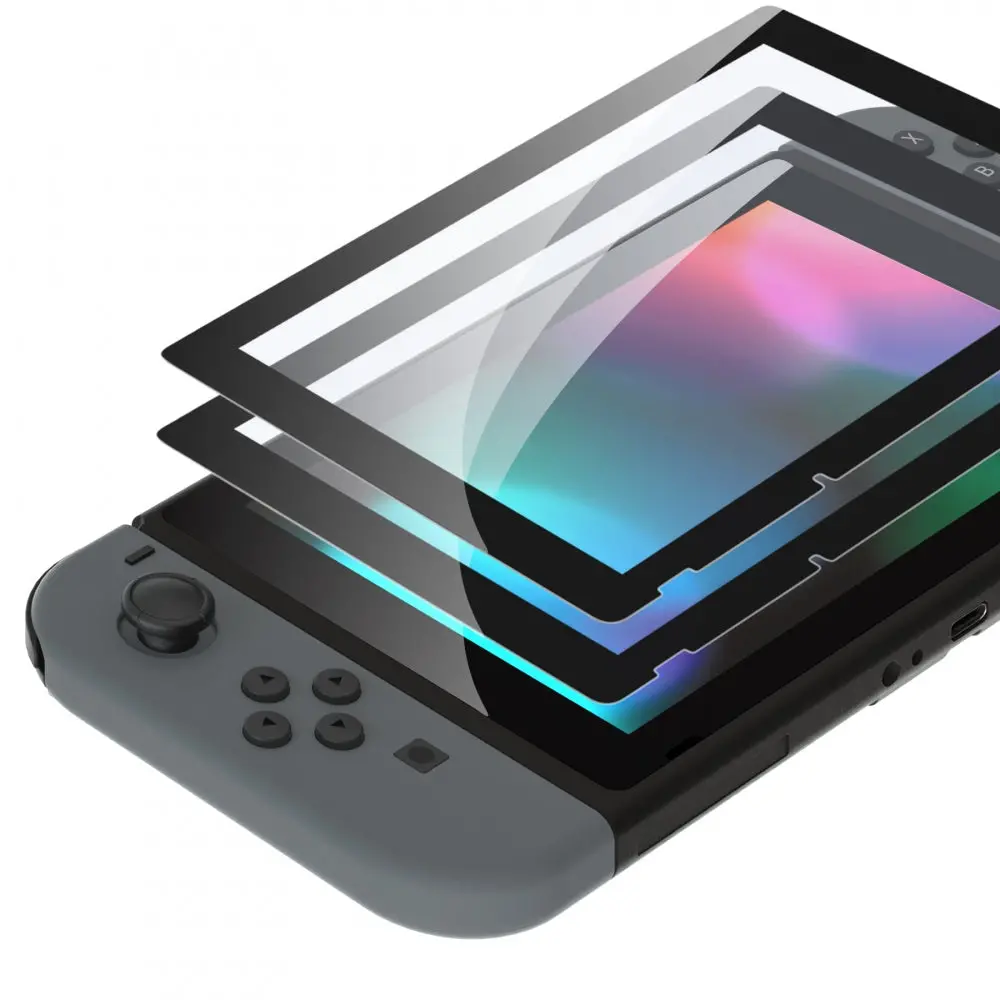 Extremerate 2 Pack Transparent Hd Clear Tempered Glass Screen Protector For Nintendo Switch - Black Border 1
