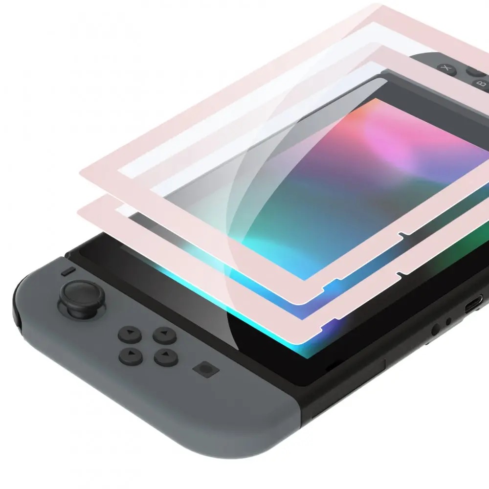 Extremerate 2 Pack Transparent Hd Clear Tempered Glass Screen Protector For Nintendo Switch - Cherry Blossoms Pink Border 1