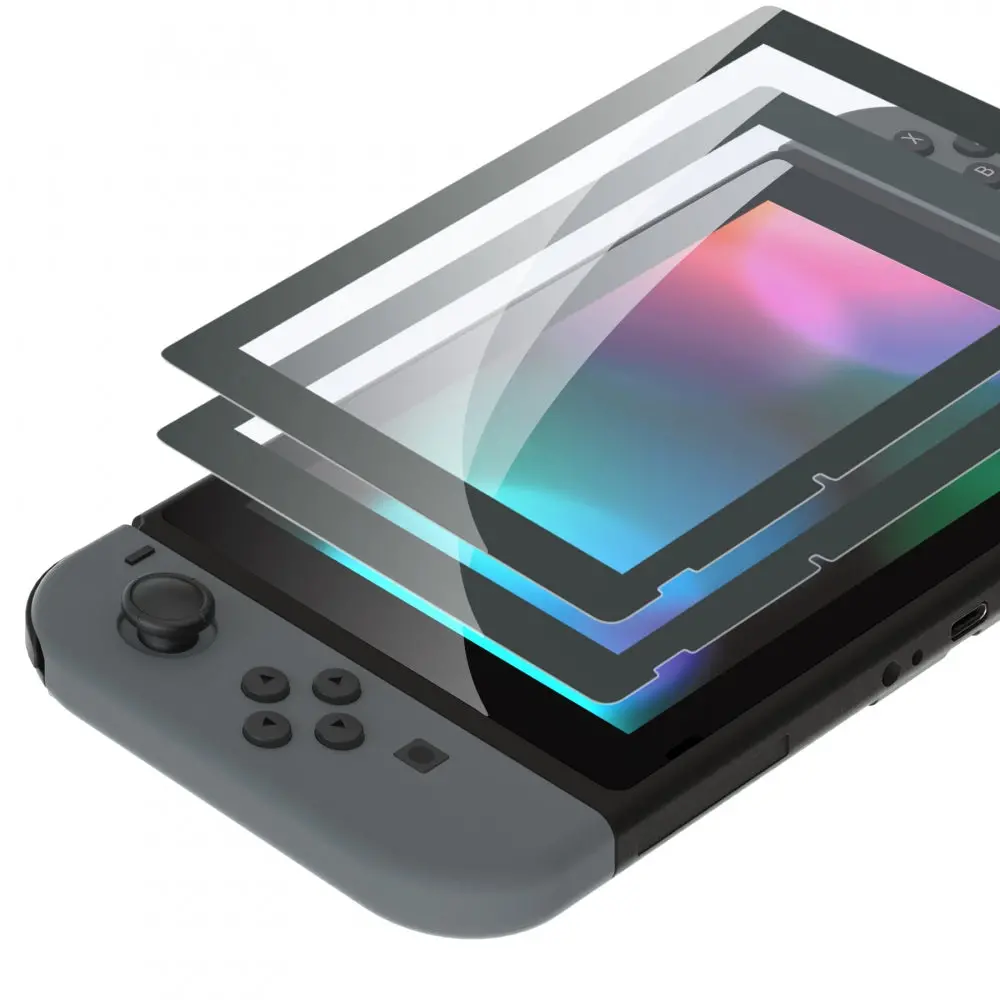 Extremerate 2 Pack Transparent Hd Clear Tempered Glass Screen Protector For Nintendo Switch - Gray Border 1