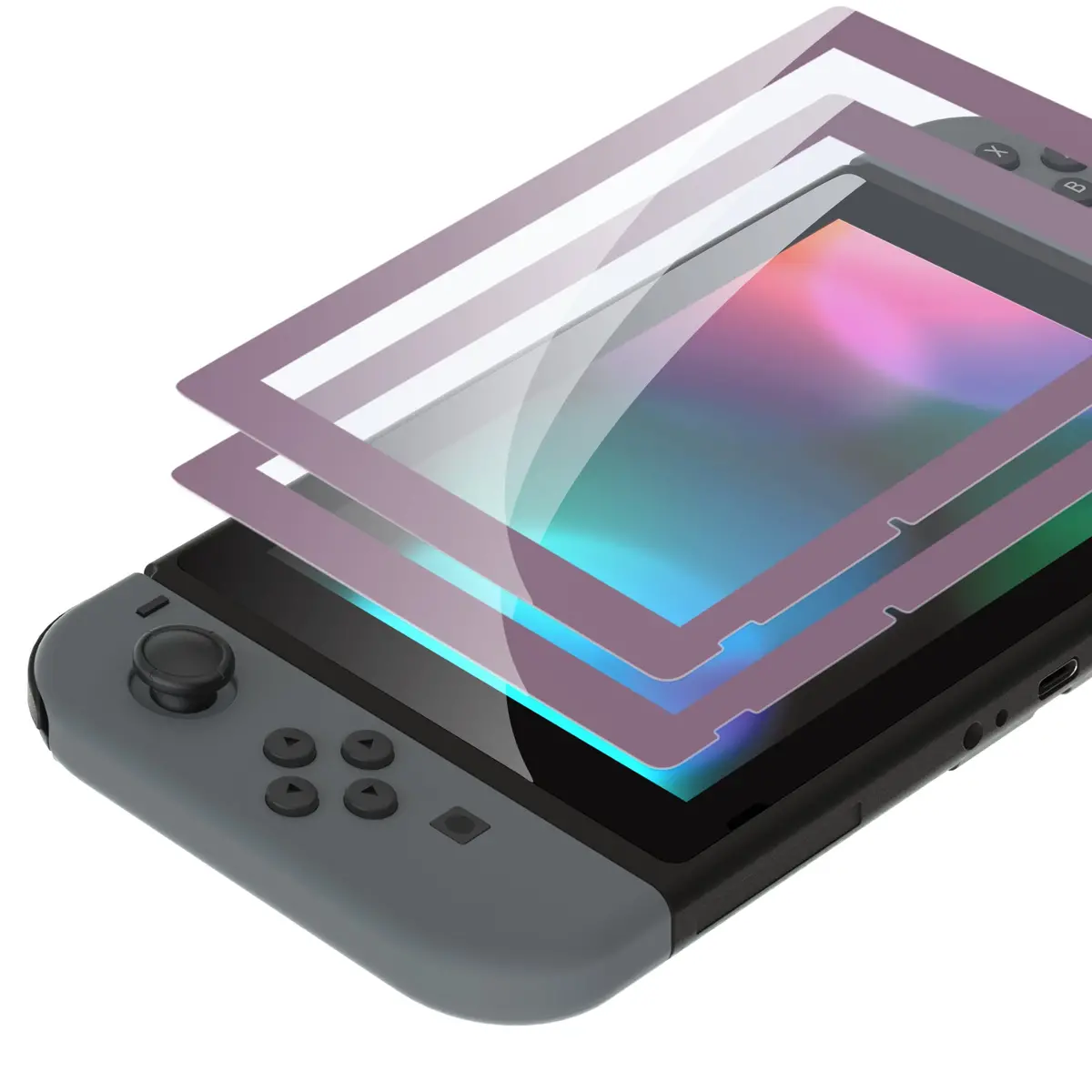Extremerate 2 Pack Transparent Hd Clear Tempered Glass Screen Protector For Nintendo Switch - Antique Dark Grayish Violet 1