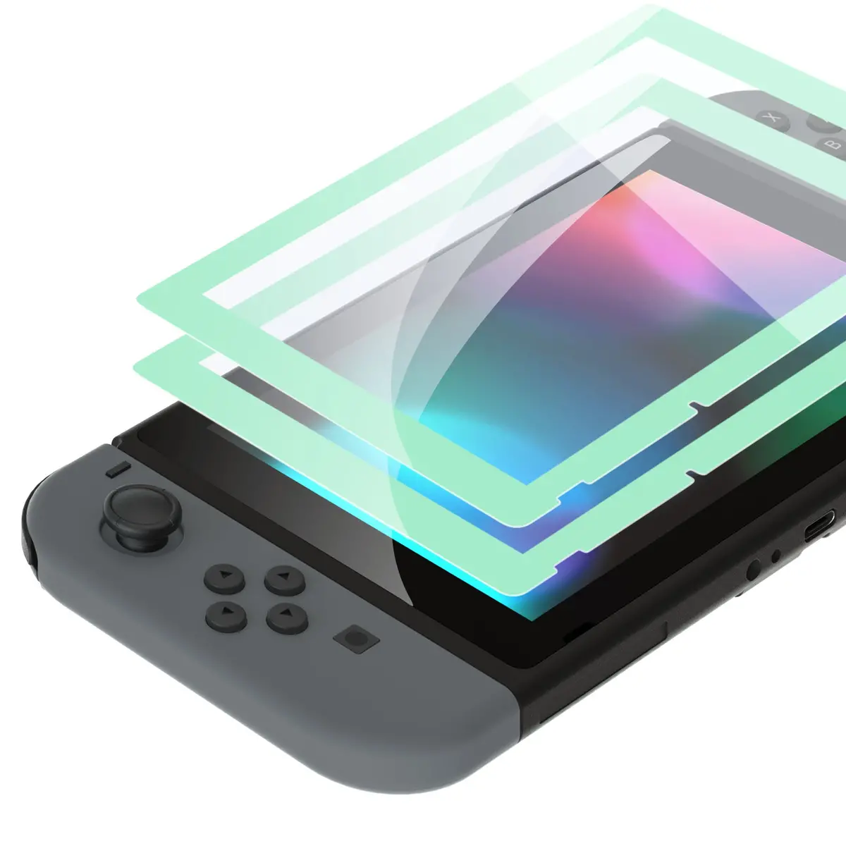 Extremerate 2 Pack Transparent Hd Clear Tempered Glass Screen Protector For Nintendo Switch - Antique Misty Green 1