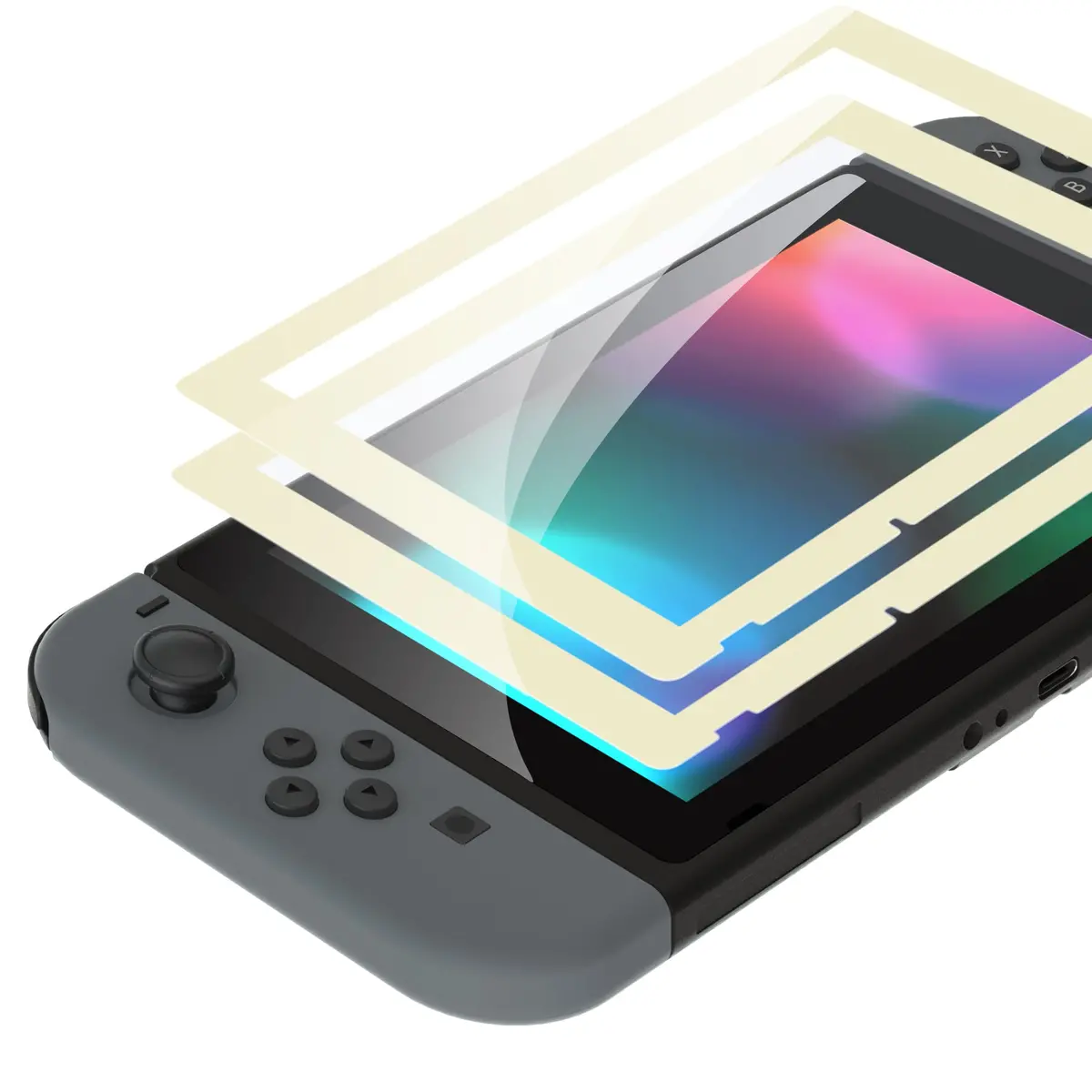 Extremerate 2 Pack Transparent Hd Clear Tempered Glass Screen Protector For Nintendo Switch - Antique Yellow Border 1