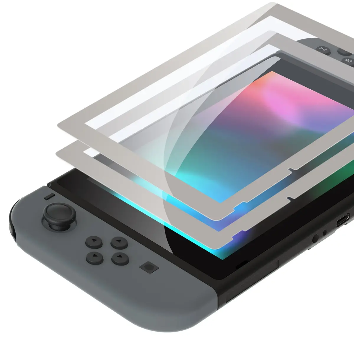 Extremerate 2 Pack Transparent Hd Clear Tempered Glass Screen Protector For Nintendo Switch - Antique Fleeting Gray 1