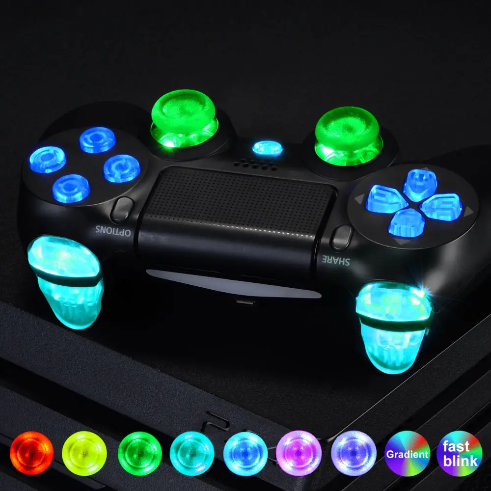 Extremerate Multi-Colors Luminated Buttons Dtfs Led Kit For Ps4 Cuh-Zct2 Controller - Clear 1