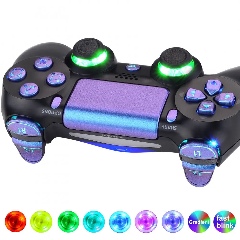 Extremerate Multi-Colors Luminated Buttons Dtfs Led Kit For Ps4 Cuh-Zct2 Controller - Chameleon Purple Blue 1