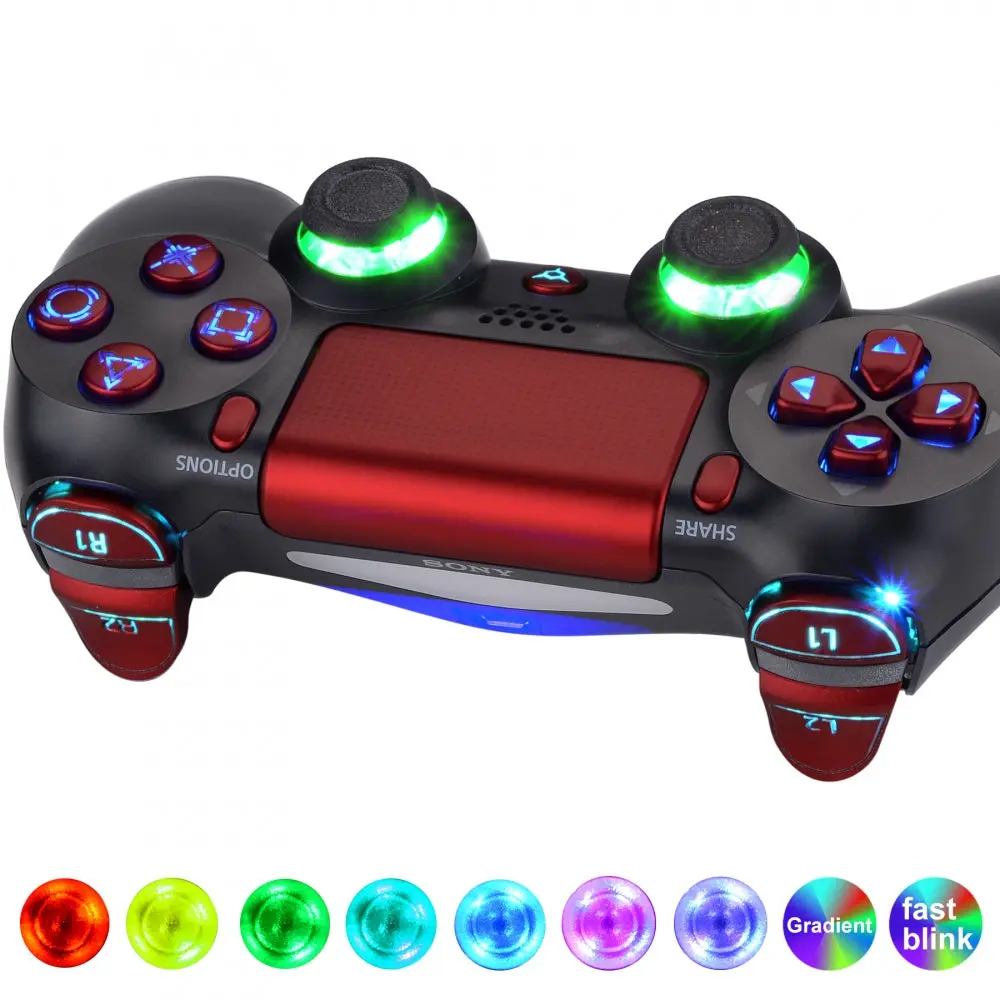 Extremerate Multi-Colors Luminated Buttons Dtfs Led Kit For Ps4 Cuh-Zct2 Controller - Scarlet Red 1