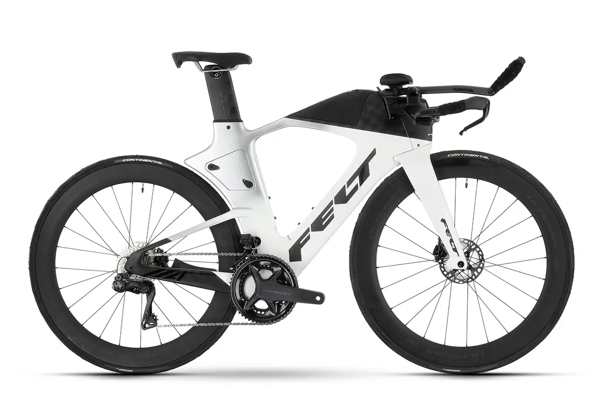 Felt Ia Frd 2.0 Ultimate Triathlon Bike - Shimano Ultegra Di2 - Silver Glitter / White Fade 1